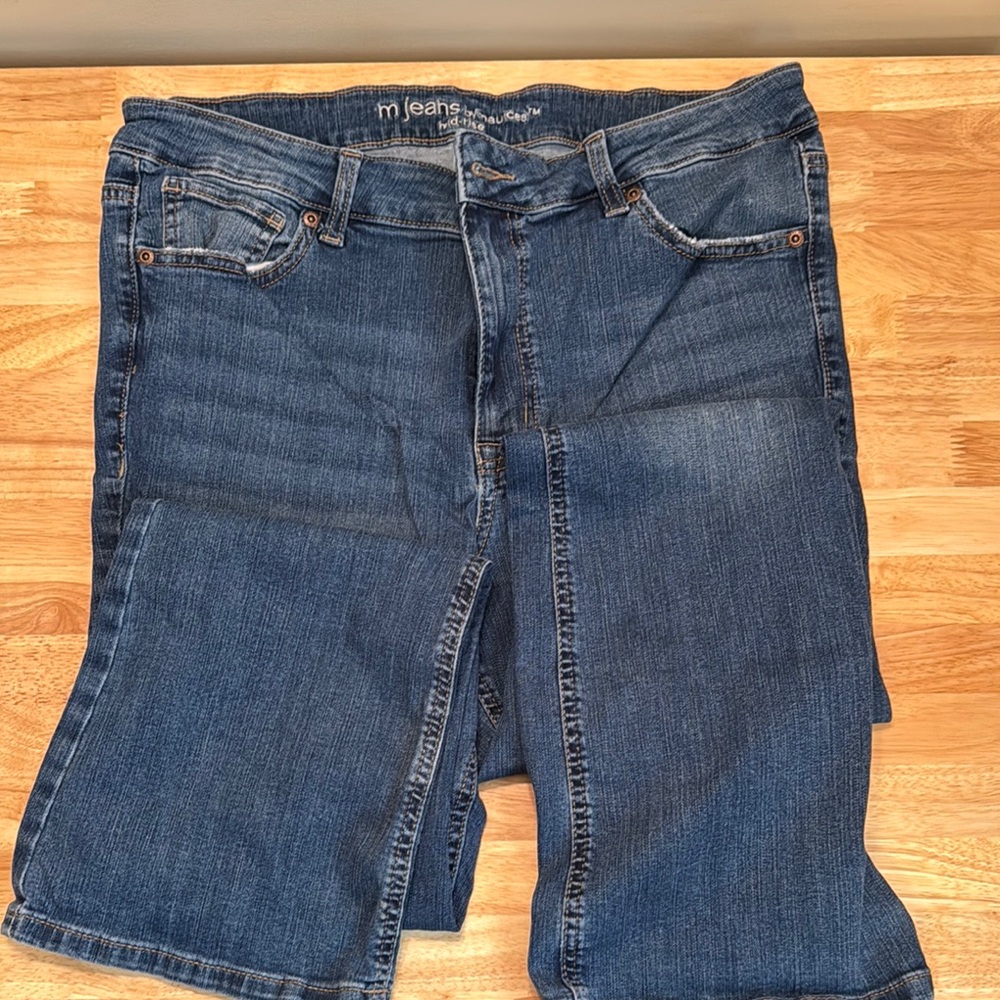 Maurices Blue Straight Leg Jeans with Subtle Fading